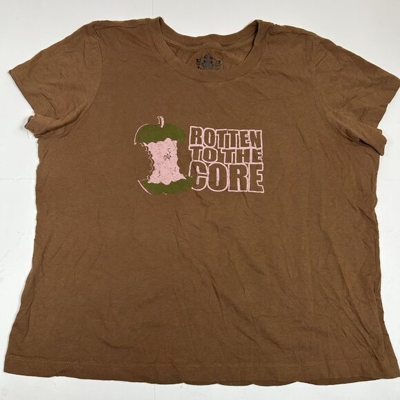 Route 66 Women Brown Short Sleeve T-Shirt “rotten To The Core” 100% Cotton Sz XL - Picture 3 of 6